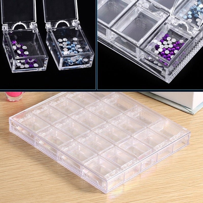 Rotekt 20 Grids Bead Storage Box Organizer, Transparent Acrylic Nail Art Decorations Container Rhinestone Beads Case for Crafts with Dividers, Clear Plastic DIY Art Crafts Nail - Image 3